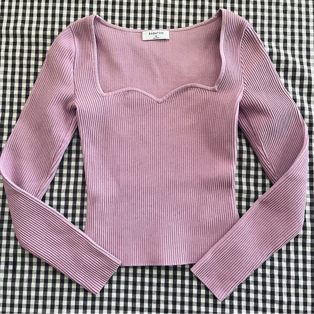 Babaton Aritzia Sculpt Knit Sweetheart Long Sleeve XS - Picture 3 of 13